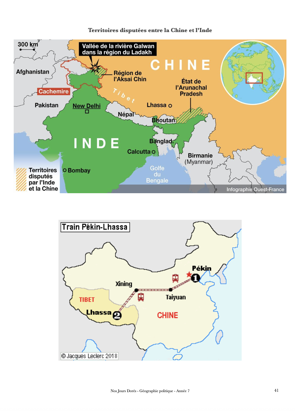 Cartes sur les conflits géopolitiques entre la Chine et l'Inde
