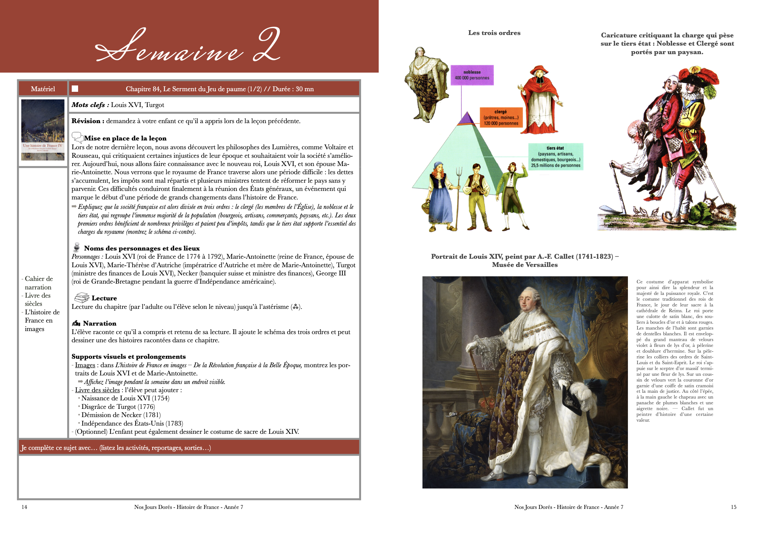 Extrait du cours sur la Révolution française, le tiers état et Louis XIV.