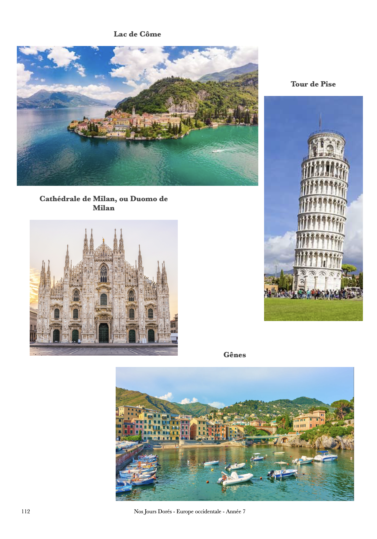 Images sur l'Italie du cours de géographie sur l'Europe occidentale pour collège et lycée