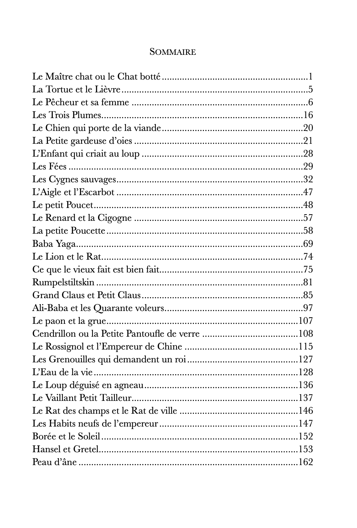 Sommaire du cours de littérature sur les contes classiques et les fables d'écope pour enfants.