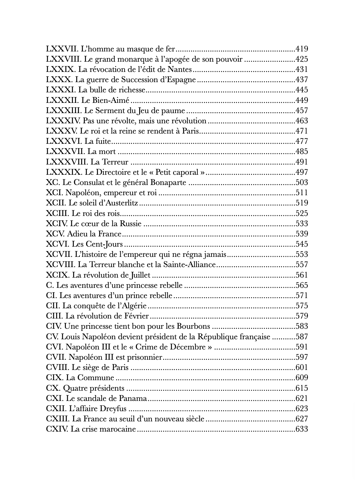 Sommaire 3 du livre vivant sur l'histoire de France de Marshall avec la révolution française, Louis XVI, Napoléon, Napoléon III, Belle époque
