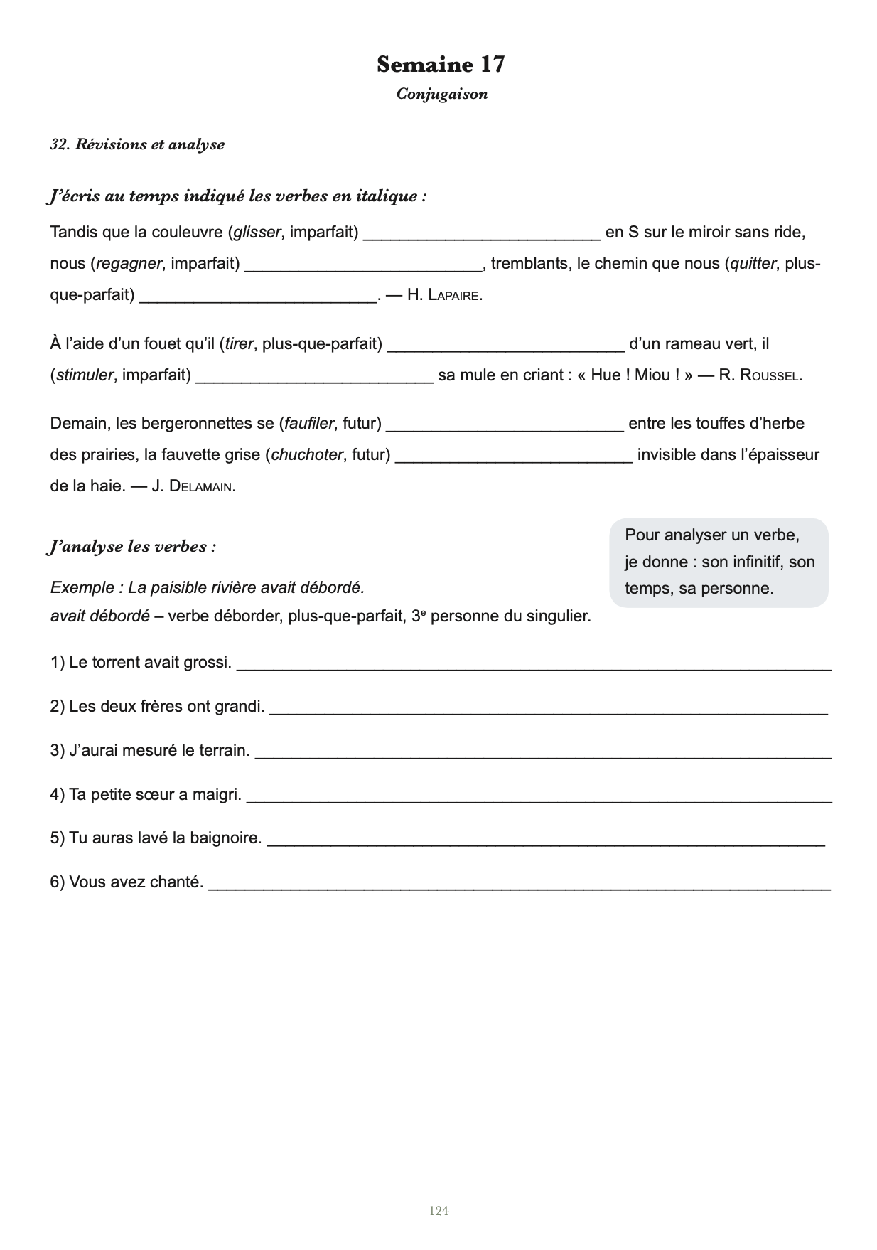 Extrait du cours de conjugaison pour le CM2.