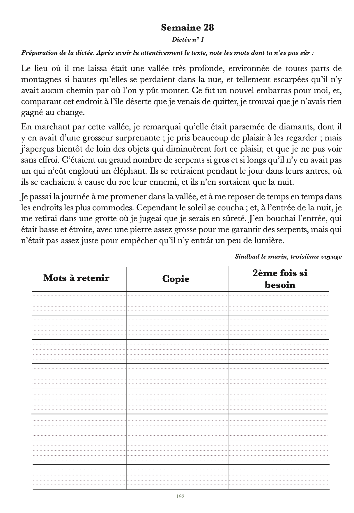 Extrait du cours de dictées pour le CM2.