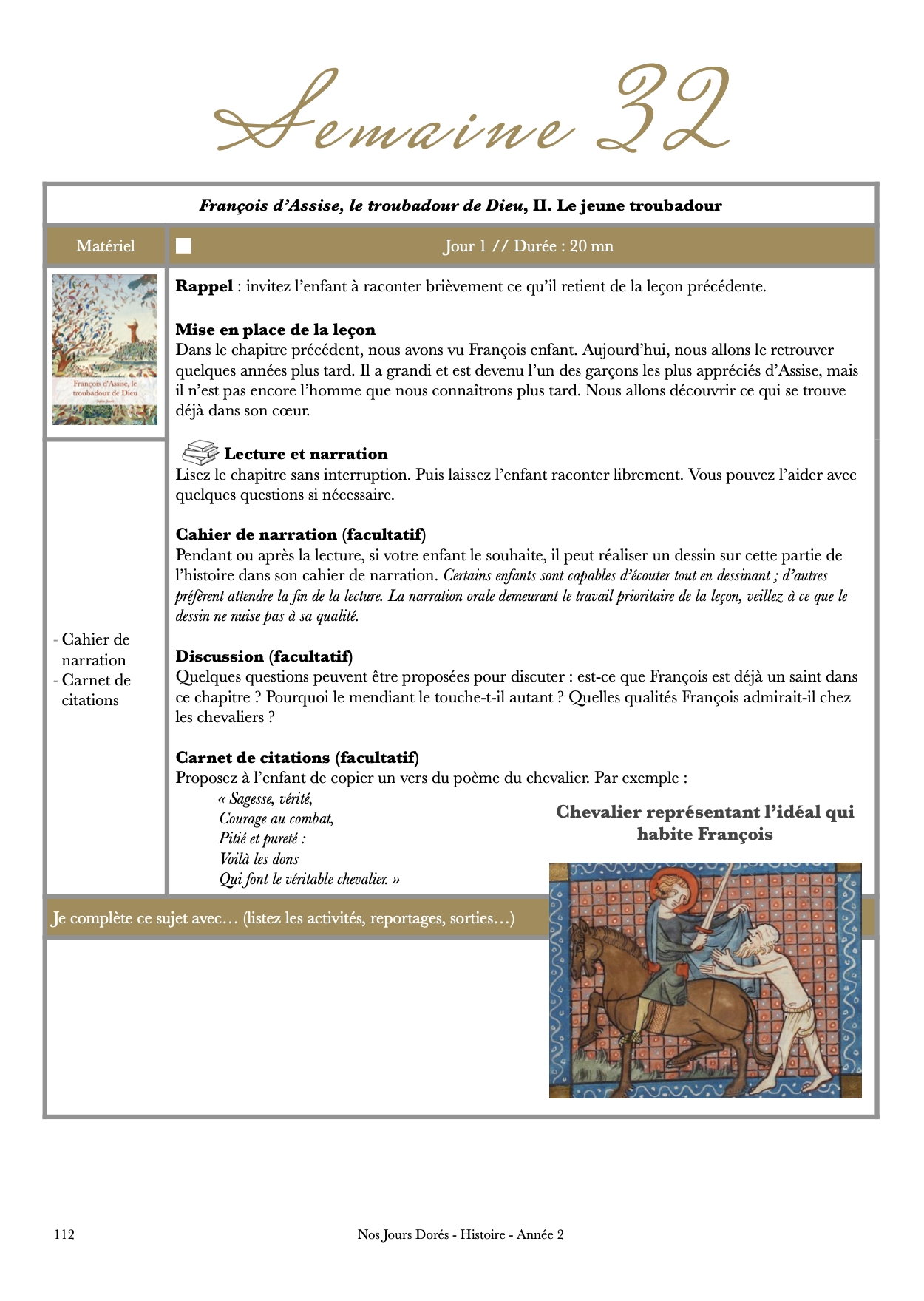Programme d'histoire de France CE1 inspiré de Charlotte Mason