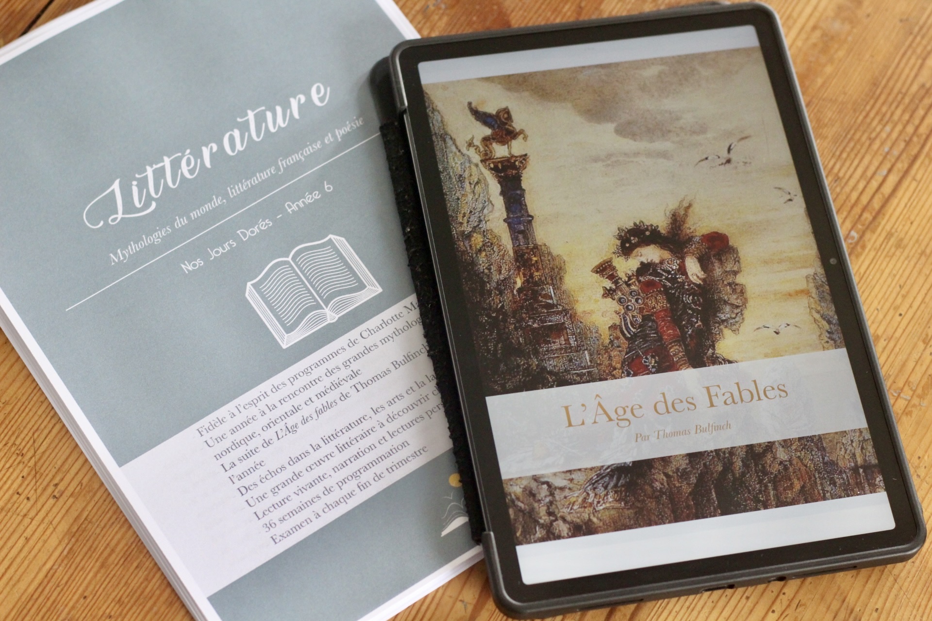 Couverture de L’Âge des Fables de Thomas Bulfinch traduit en français et programme de Charlotte Mason pour la littérature en Form IIA