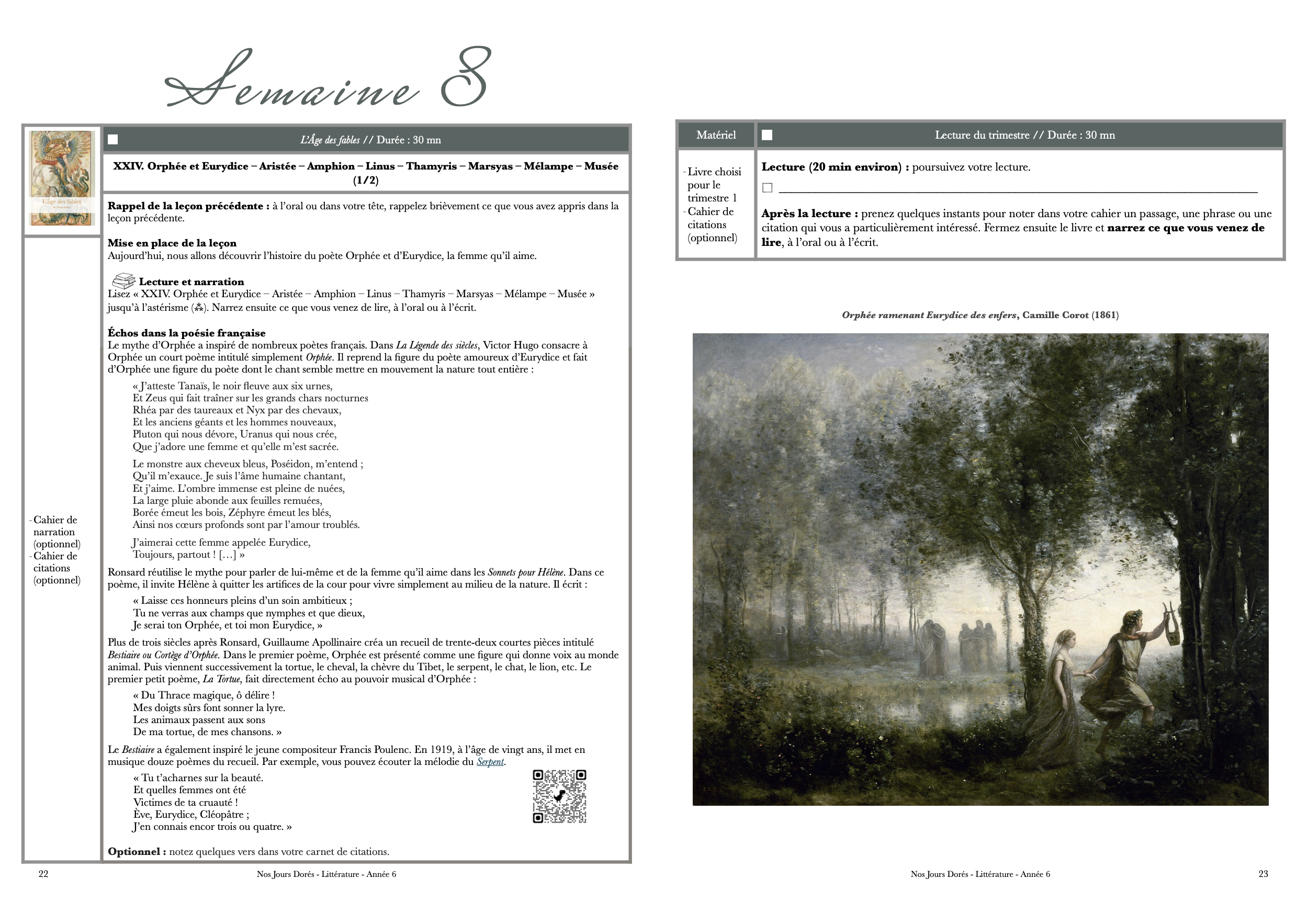 Leçons du programme de littérature Charlotte Mason Année 6 – Mythologies, poésie et littérature