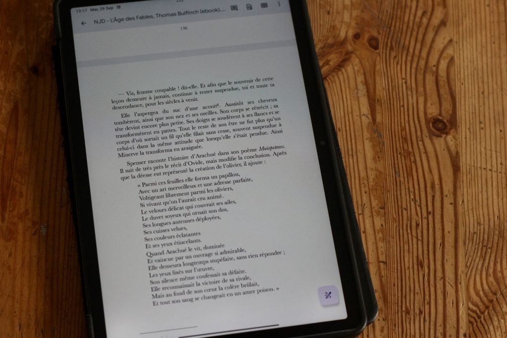 Extrait de L’Âge des Fables de Thomas Bulfinch traduit en français avec poésie