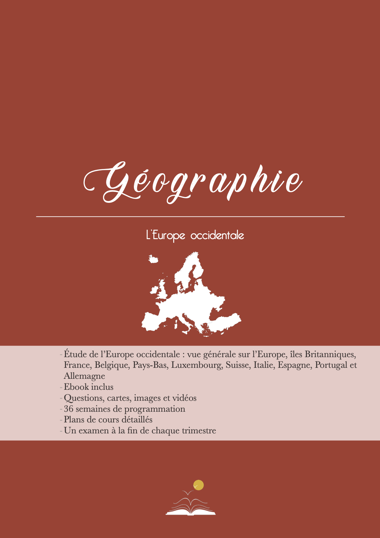 Couverture du cours de géographie Charlotte Mason sur l’Europe occidentale.